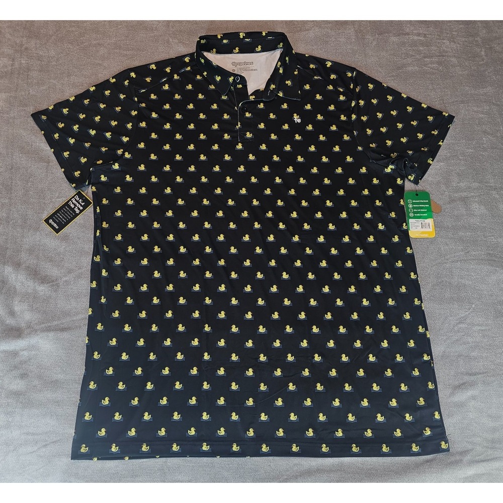 Tipsy Elves Mens 3X Rubber Duck Golf Polo Shirt Navy Blue Short Sleeve Cruise